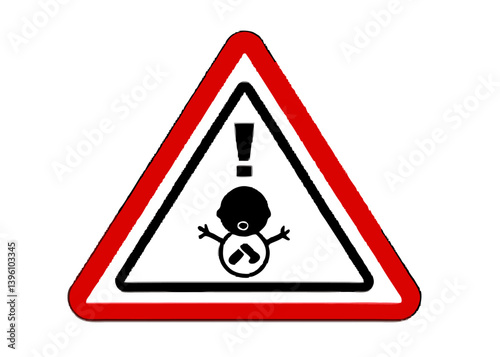 Yellow triangle danger warning sign features a caution symbol alerting to hazard risk