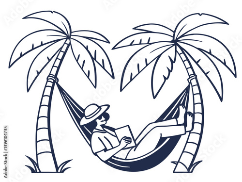 hammock relaxation between palm trees