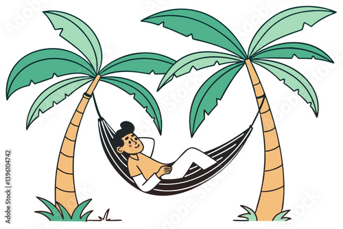 hammock relaxation between palm trees