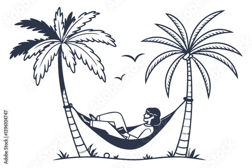 hammock relaxation between palm trees