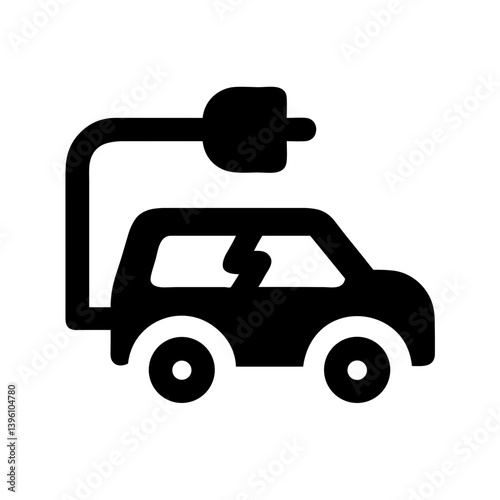 Electric car icon with charging plug for sustainable transportation and eco-friendly mobility 