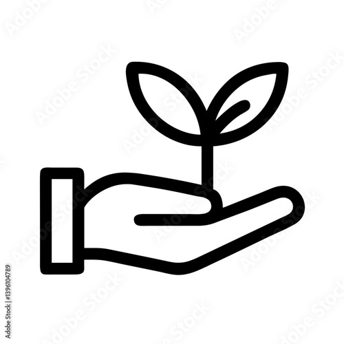 icon of hand holding a small plant with leaves