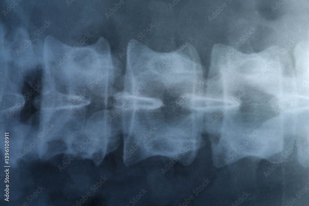 Naklejka premium X-ray image of spinal column as background, closeup
