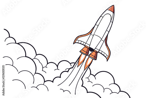 Rocket Spaceship Launch Vector Art