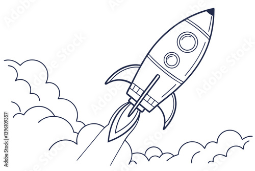 Rocket Spaceship Launch Vector Art
