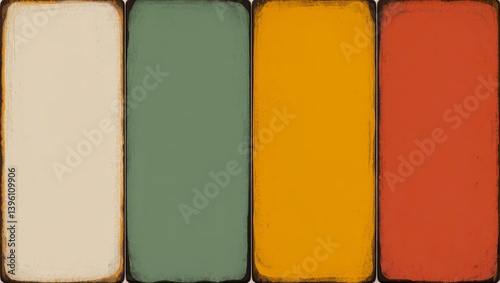 Four empty vintage tin signs on a white background.