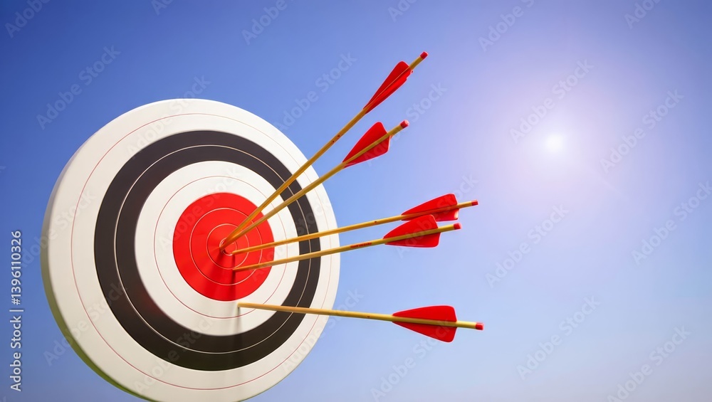 Arrows hit the target, business concept. Arrows hit the target, business concept.
