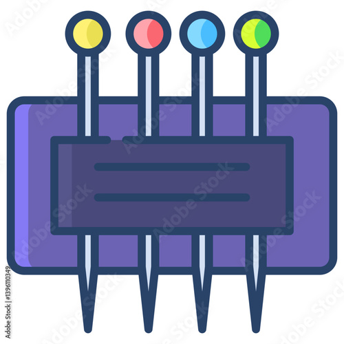 Linear color stitching needles icon