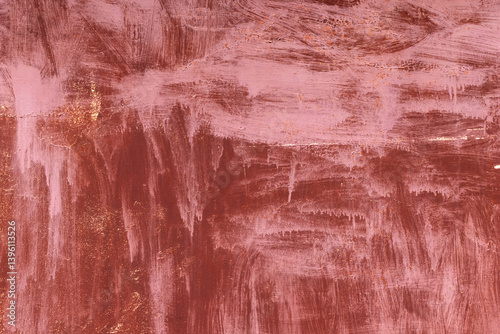 Obraz na płótnie Textured metal surface featuring strokes of pink and copper tones w salonie