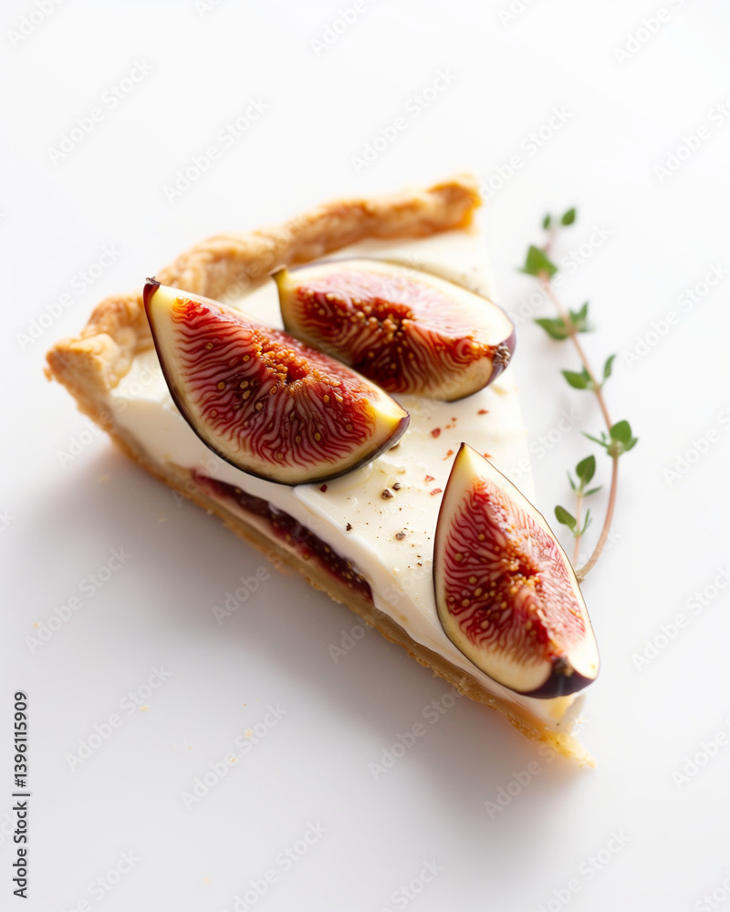 Homemade fig and cream tart – natural artisan dessert with visible crust texture and fresh fig topping Homemade fig and cream tart – natural artisan dessert with visible crust texture and fresh fig topping