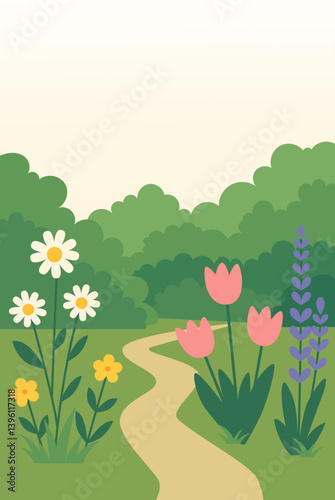 Pastel Countryside Landscape with Rolling Hills