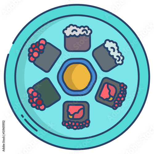 Linear color Gunkan maki sushi