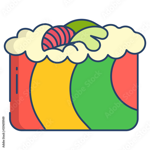 Linear color Rainbow roll sushi