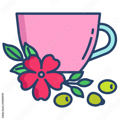 Linear color rosehip tea icon