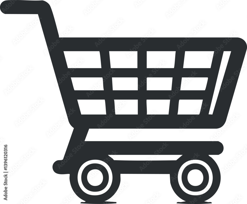 A simple shopping cart icon representing retail and online shopping experiences. A simple shopping cart icon representing retail and online shopping experiences.