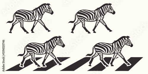 Black and White Cartoon Zebras Illustration Zebra Crossing