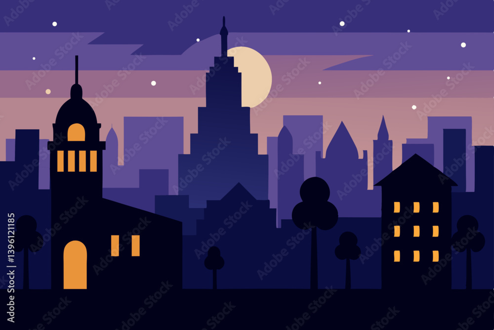 Naklejka premium night city landscape