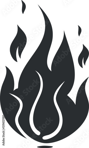 Stylized black flame icon representing heat and energy in a modern design.