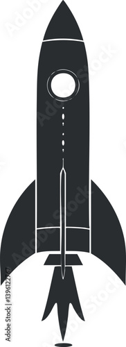 A sleek black rocket design representing space exploration and technological advancement.