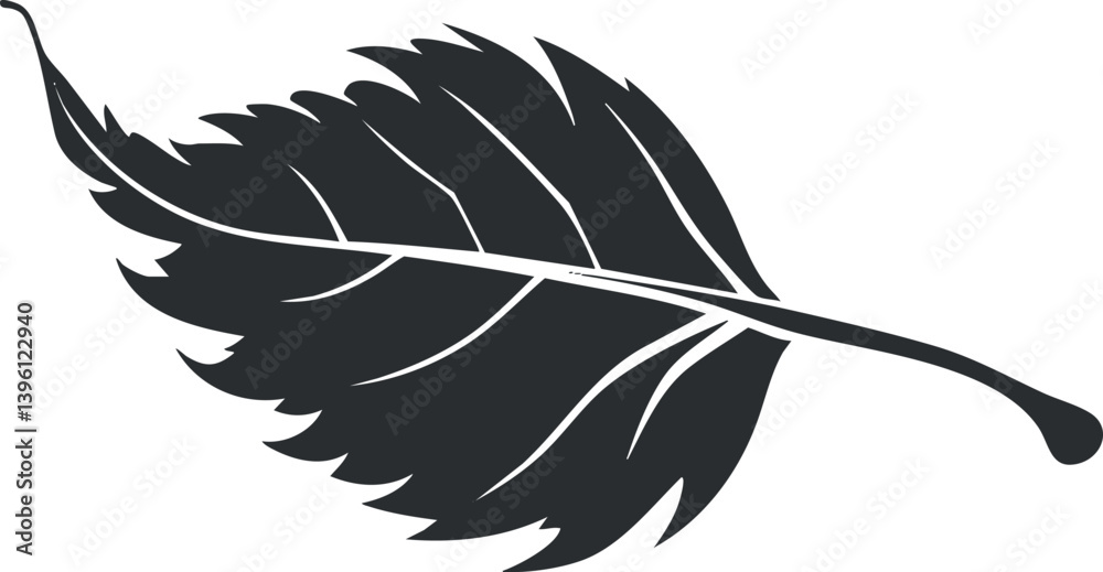 Fototapeta premium A stylized illustration of a single leaf showcasing its intricate details and organic shape.