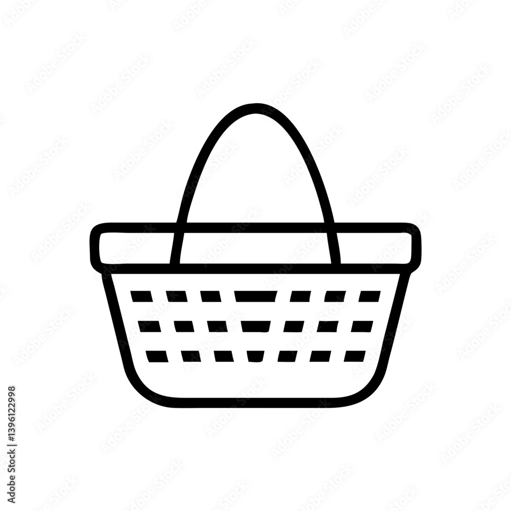 Realistic wicker picnic basket icon, vector Realistic wicker picnic basket icon, vector