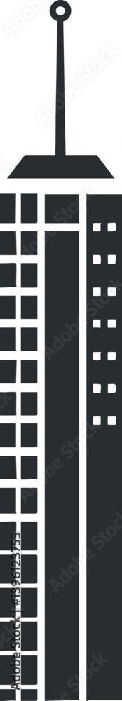 Stylized illustration of a tall city tower with a modern architectural design. Stylized illustration of a tall city tower with a modern architectural design.