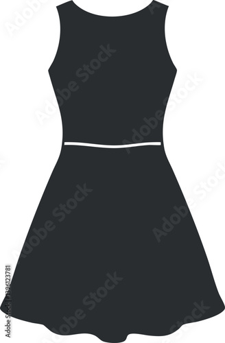 A stylish black dress featuring a sleeveless design and flared silhouette for women.