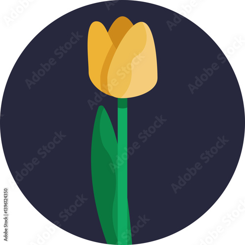 Icon of a single tulip bloom, symbolizing beauty and springtime.