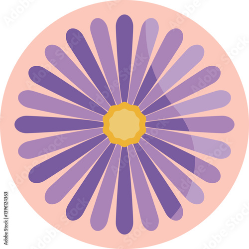 Stylized illustration of an anemone flower with layered petals and a prominent center.