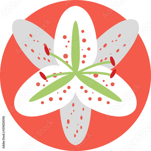 Lily flower with petals spread open and a visible stamen in the center.
