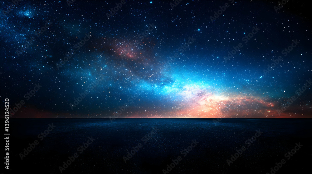 Fototapeta premium Starry Night Sky Over Horizon Landscape