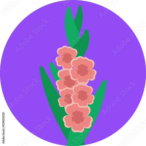 Gladiolus Flower: A tall, colorful flowering plant known for its sword-like leaves and spikes of vibrant blooms.