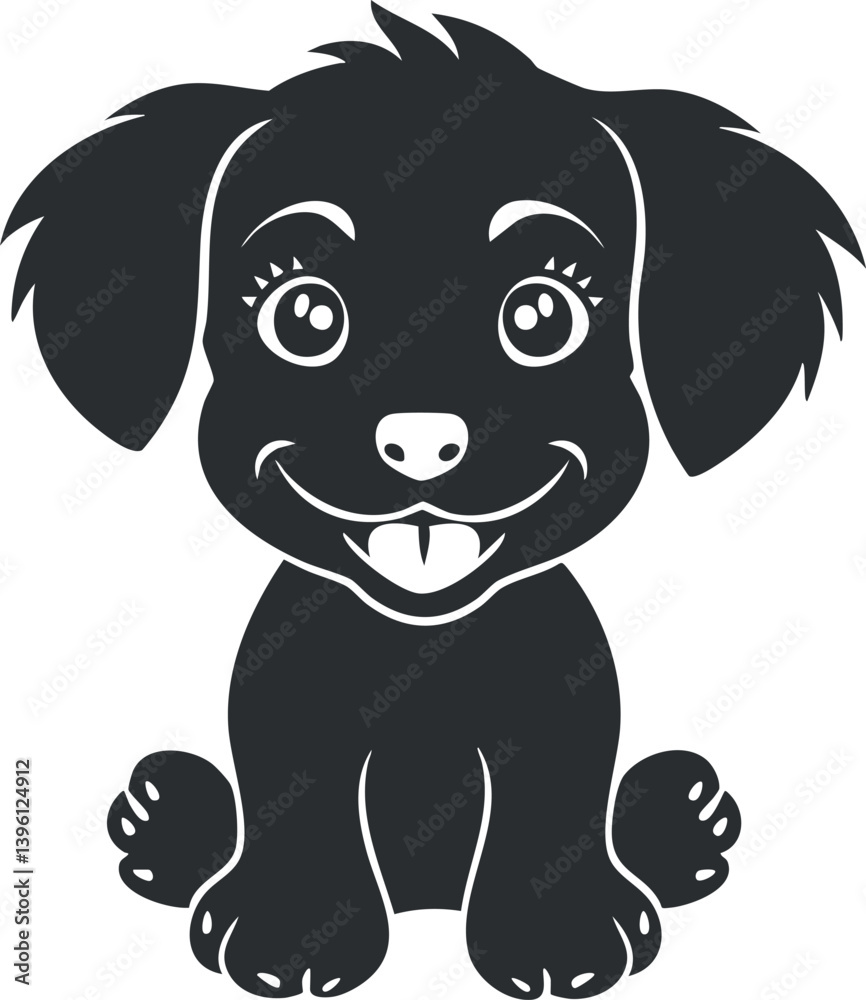 Fototapeta premium A cute cartoon silhouette of a happy puppy with a playful expression and a cheerful demeanor