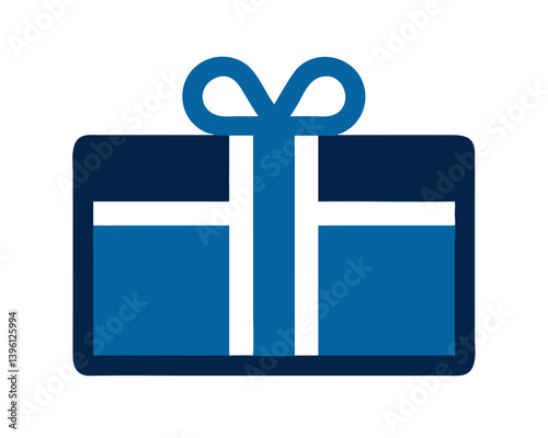 Blue Gift Box Icon with Ribbon  
