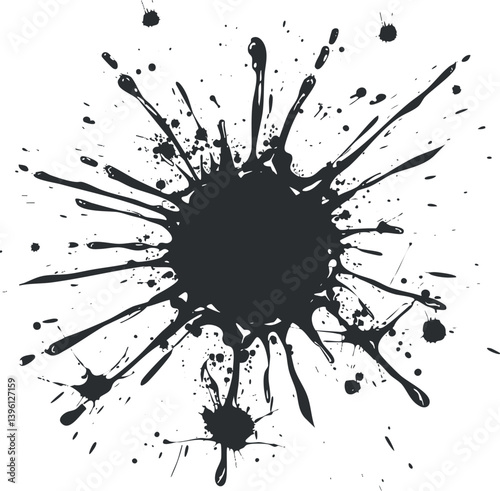 Black ink splash illustration ideal for artistic backgrounds or creative designs in various projects.