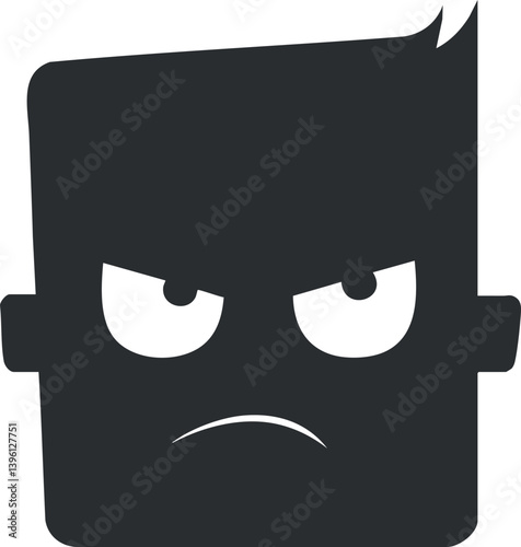 A simple cartoon face illustrating an angry expression with a frown and furrowed brow.