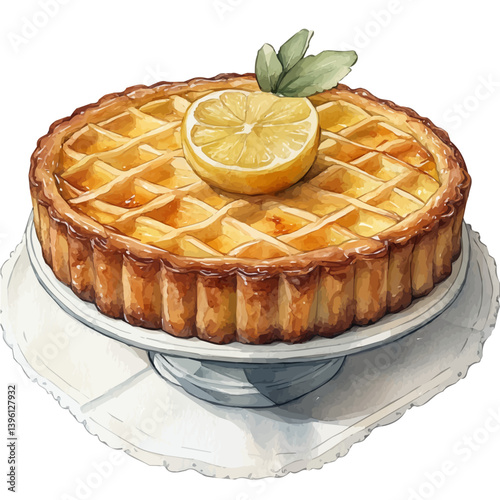 Kouign-Amann, watercolor illustration, isolated on a white background.

