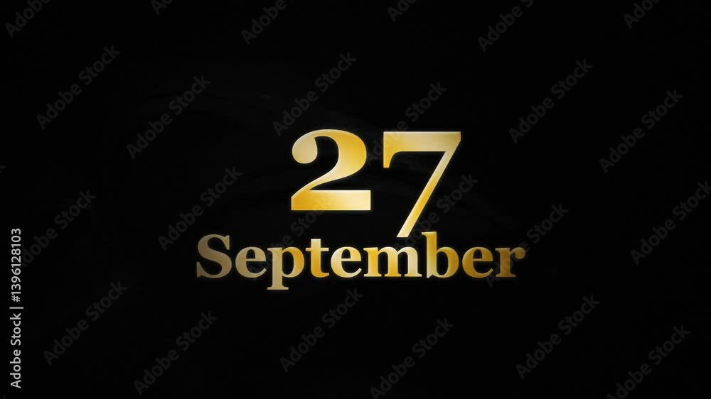 27 September, Golden 27th September Logo Animation 27 September, Golden 27th September Logo Animation
