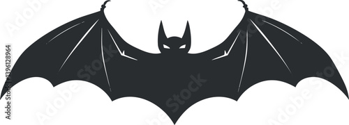 A stylized silhouette of a bat with extended wings, perfect for Halloween or graphic design.
