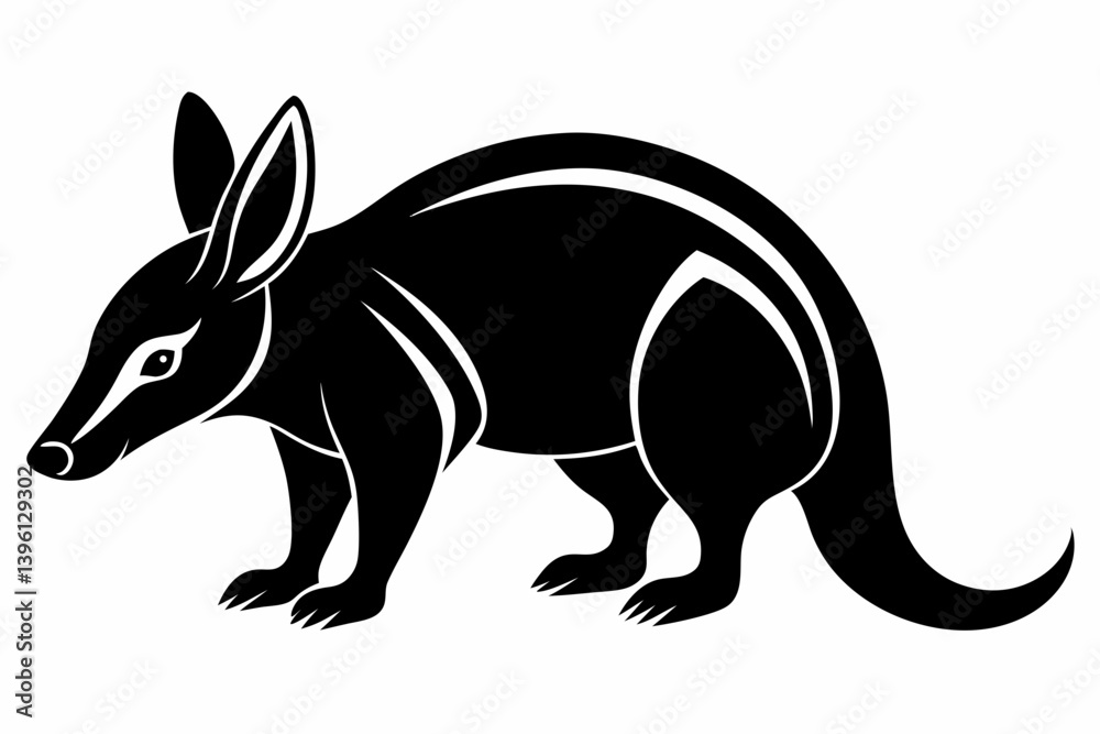Obraz premium aardvark silhouette line art vector illustration
