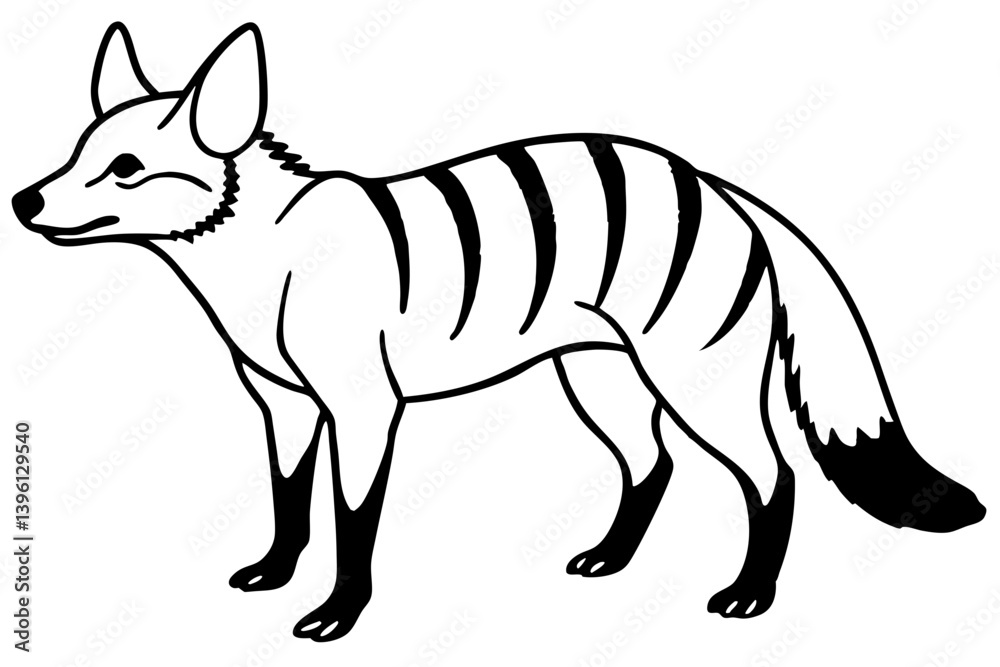 Fototapeta premium aardwolf silhouette line art vector illustration