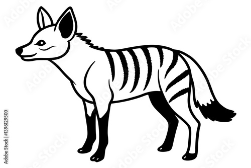 aardwolf silhouette line art vector illustration