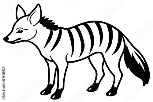 aardwolf silhouette line art vector illustration