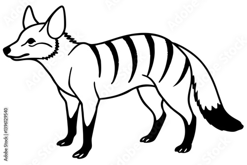 aardwolf silhouette line art vector illustration
