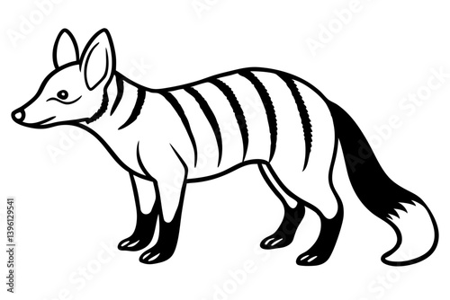 aardwolf silhouette line art vector illustration