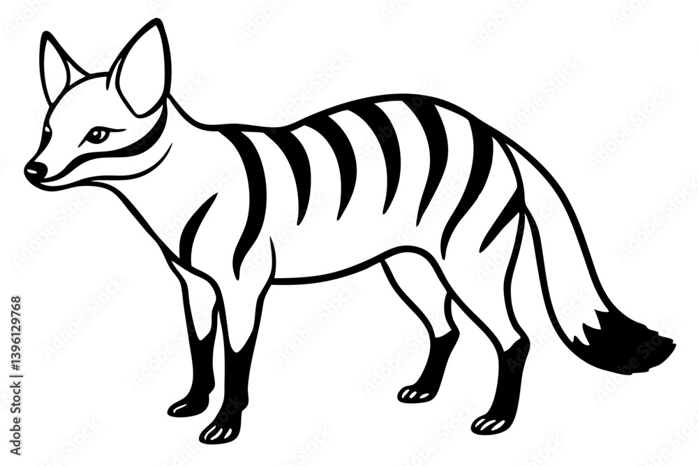 Obraz premium aardwolf silhouette line art vector illustration