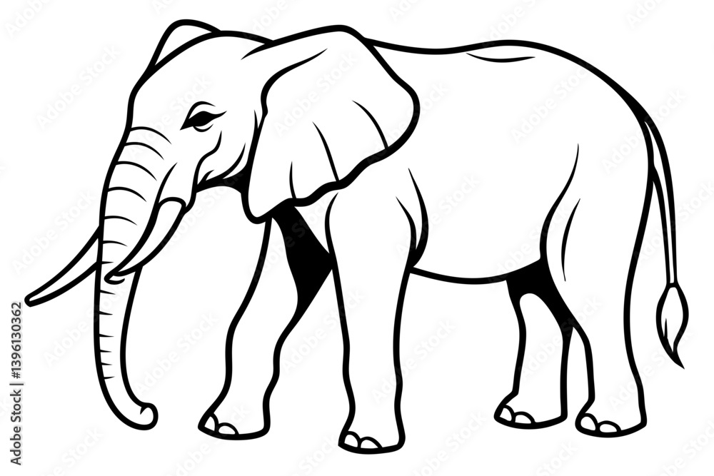 Obraz premium african elephant silhouette line art vector illustration