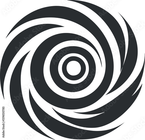 Stylized spiral pattern with dynamic swirls conveying energy and motion in a modern design.