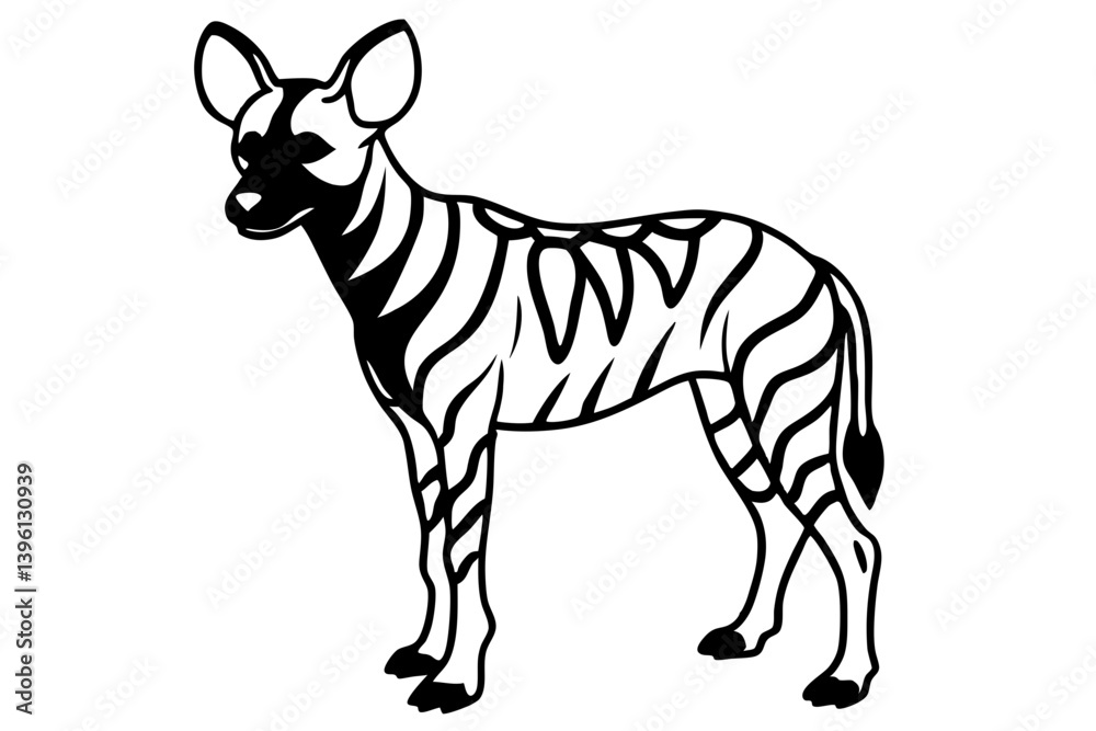 Fototapeta premium african wild dog silhouette line art vector illustration
