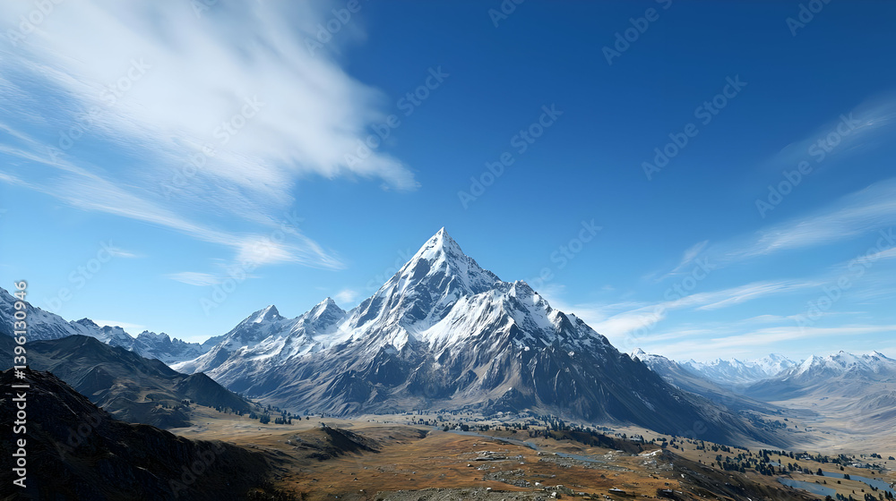 Fototapeta premium Snow Capped Mountain Range Panorama